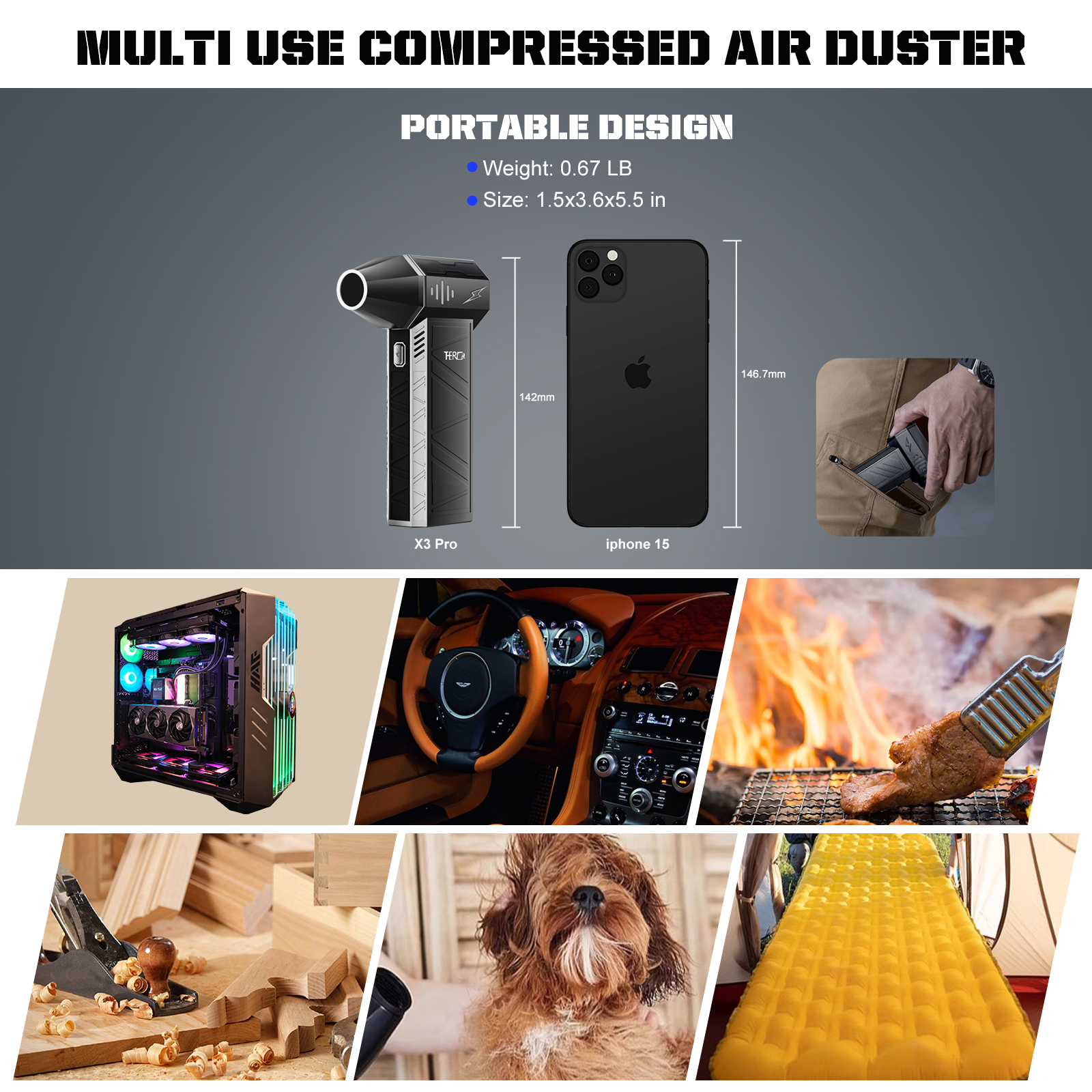X3Pro-Mini Handheld Turbo Jet  - Dryer Car Blower ulasan dan harga