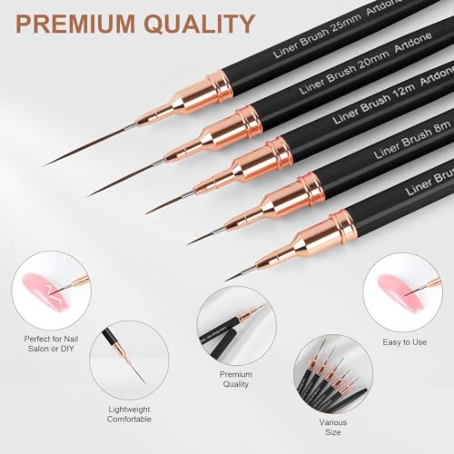 Metallic Nail Art Pens, Liner  - Detailing Brush Set ulasan dan harga